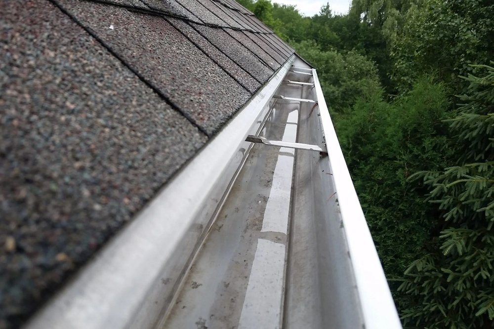 Clean gutter line along a roof edge